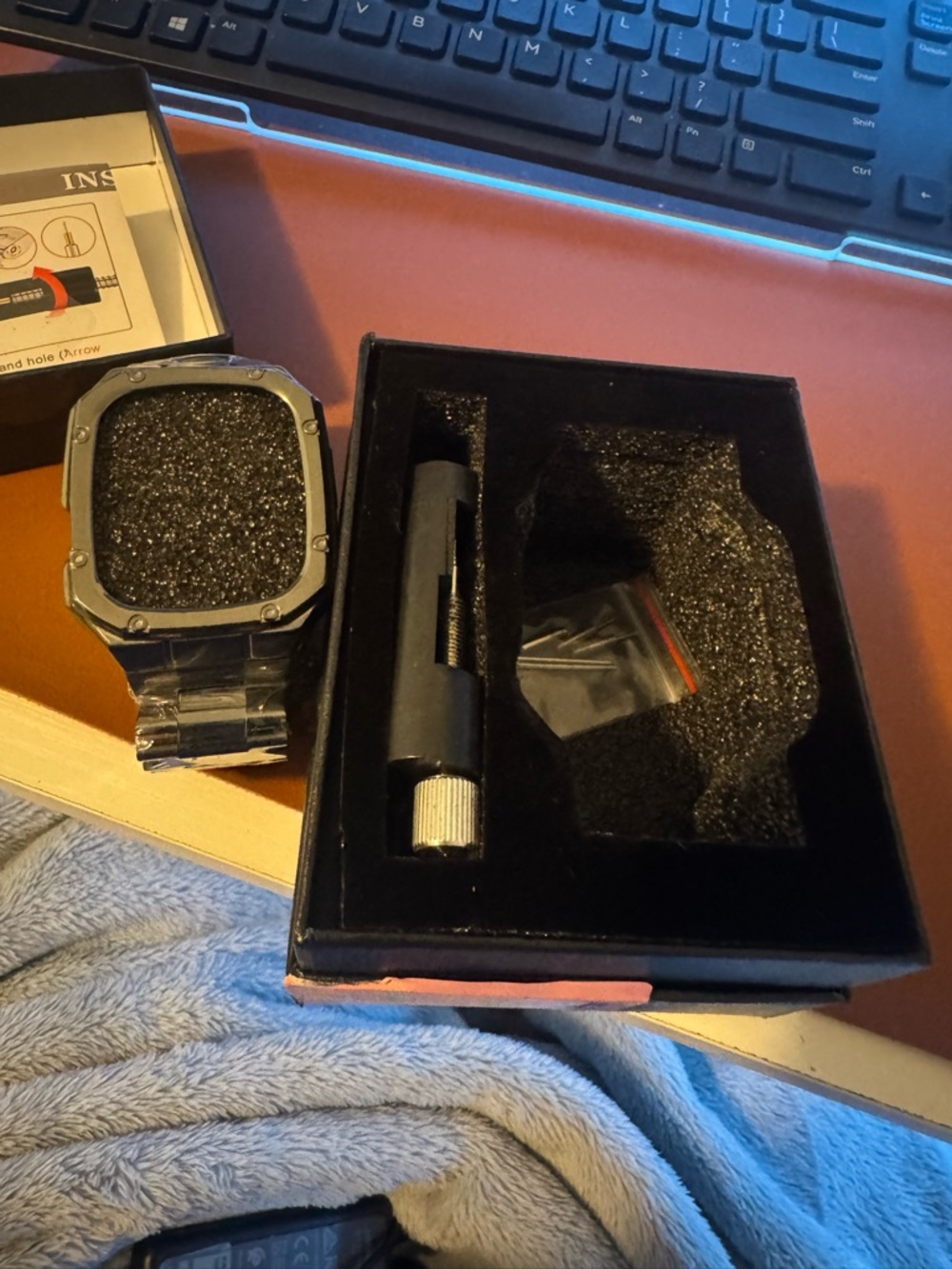 Black Stainless Steel Watch with Tool Kit